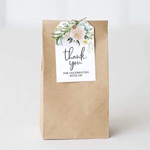 Bliss Collections Thank You Gift Tags, Blush Floral, Thank You for Celebrating with Us Gift Tags for Weddings, Bridal Showers, Birthdays, Parties and Baby Showers, 2"x3" (50 Tags)
