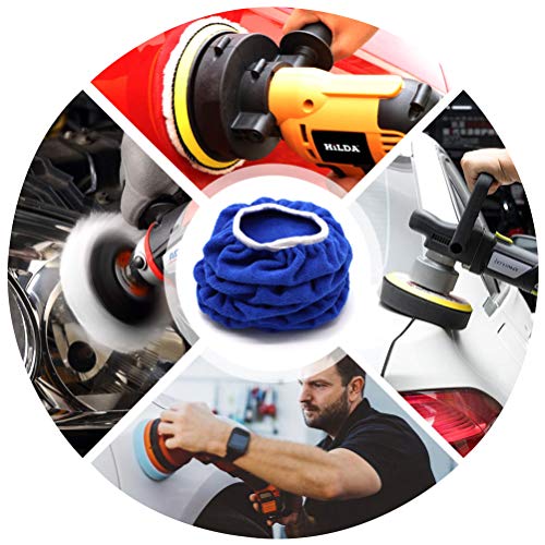 AUTDER Car Polishing Buffing Pads (7 to 8 Inch) Polisher Bonnet - Soft Mircofiber Max Waxer Pads - Polishing Bonnet for Most Car Polishers 6Pcs - Blue