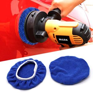 AUTDER Car Polishing Buffing Pads (7 to 8 Inch) Polisher Bonnet - Soft Mircofiber Max Waxer Pads - Polishing Bonnet for Most Car Polishers 6Pcs - Blue