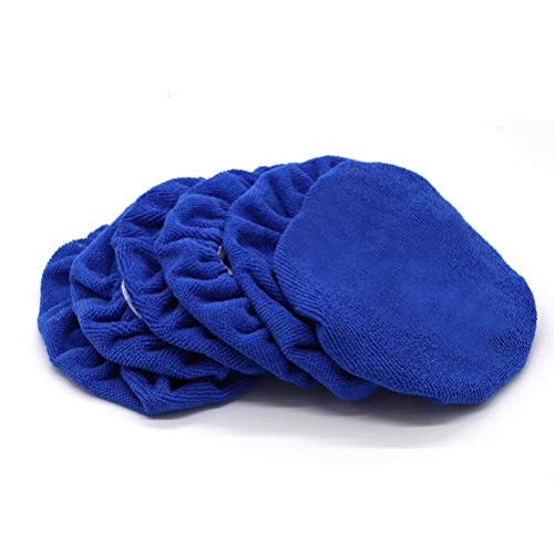 AUTDER Car Polishing Buffing Pads (7 to 8 Inch) Polisher Bonnet - Soft Mircofiber Max Waxer Pads - Polishing Bonnet for Most Car Polishers 6Pcs - Blue