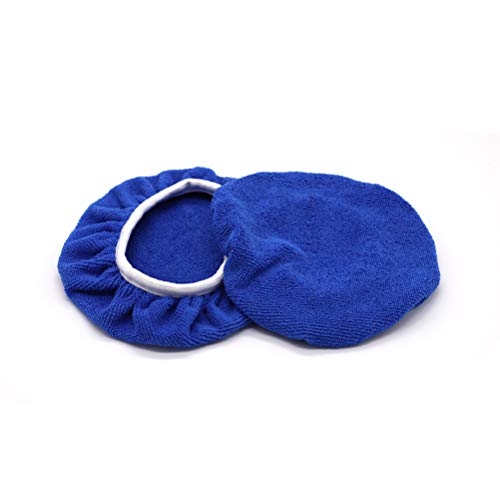 AUTDER Car Polishing Buffing Pads (7 to 8 Inch) Polisher Bonnet - Soft Mircofiber Max Waxer Pads - Polishing Bonnet for Most Car Polishers 6Pcs - Blue