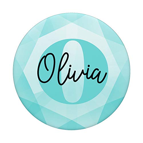 Olivia Name Aqua Teal Diamond Collapsible Phone Grip