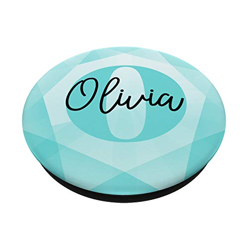 Olivia Name Aqua Teal Diamond Collapsible Phone Grip