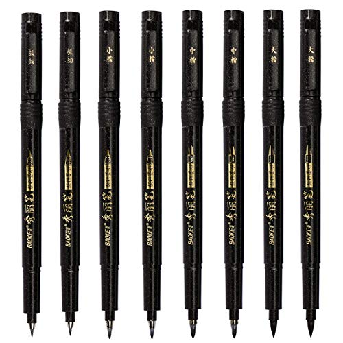 Fhyhej Hand Lettering Pens,Calligraphy Pen,Refillable - 4 Size(8 Pack),for Beginners Writing,Water Color Illustrations,Multiliner, Sketching,Art Drawing Illustration,Art Marker Set