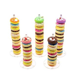 Acrylic Donut Stands Display, Clear Bagels Doughnut Holder for Wedding Birthday Party Treat, 5 pieces