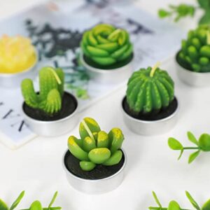 Tealight Candles, 6 Pack Cactus Candles, Cute Tealight Candles for Christmas Decorations, Mini Delicate Candles, Unscented Candles Gift for Birthday Party Wedding Home Decor