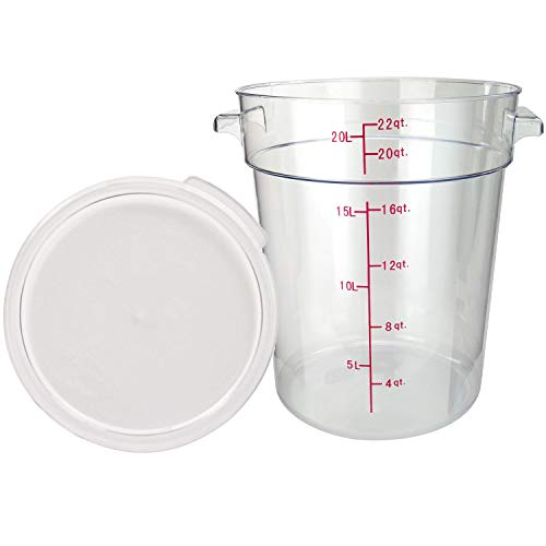 Tiger Chef 22 Quart Commercial Grade Clear Food Storage Round Polycarbonate Containers With Clear Lids 