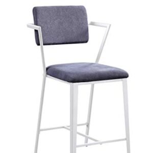 ACME Cargo Counter Height Chair (Set-2) - - Gray Fabric & White