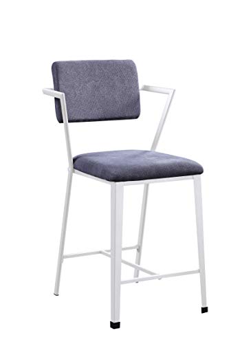 ACME Cargo Counter Height Chair (Set-2) - - Gray Fabric & White