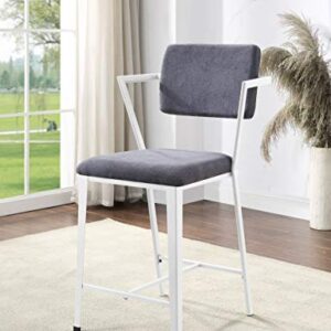 ACME Cargo Counter Height Chair (Set-2) - - Gray Fabric & White