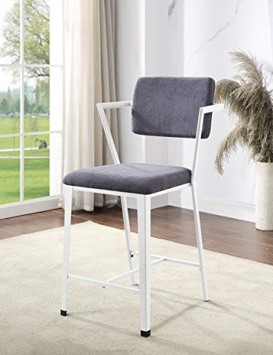 ACME Cargo Counter Height Chair (Set-2) - - Gray Fabric & White