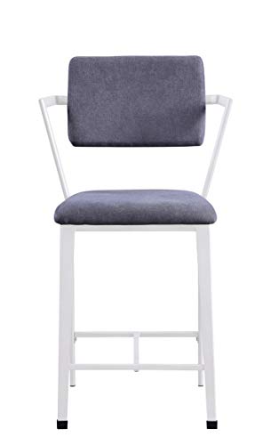 ACME Cargo Counter Height Chair (Set-2) - - Gray Fabric & White