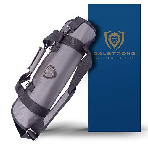 Dalstrong Ballistic Series Knife Roll - Graphite Black - Premium Ballistic Nylon & Top Grain Leather Roll Bag - 22 Knife Slots - Interior and Rear Zippered Pockets - Blade Travel Storage/Case
