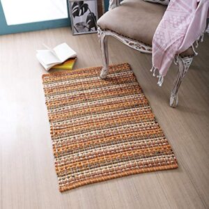 Cotton Chindi Bath Rug 24x36-100% Cotton Soft Absorbent and Machine Washable Shower Bath Rug -Mustard Combo,Bathroom Bath Rugs Set, Cotton Bath Mat,Cotton Bath Rugs, Entryway Rugs,2x3' Rug