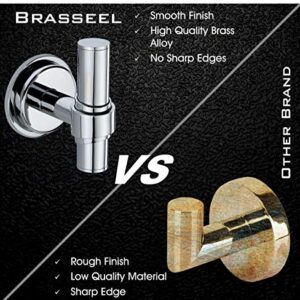 Brasseel Bath Towel Hook, 2 Pcs | Super Elegant & Modern Style Heavy Duty Wall Hook, Coat Hook, Robe Hook, Closet/Clothe Hook,Towel Holder for Bathroom,Bedroom & Kitchen| Brass| Polished Chrome