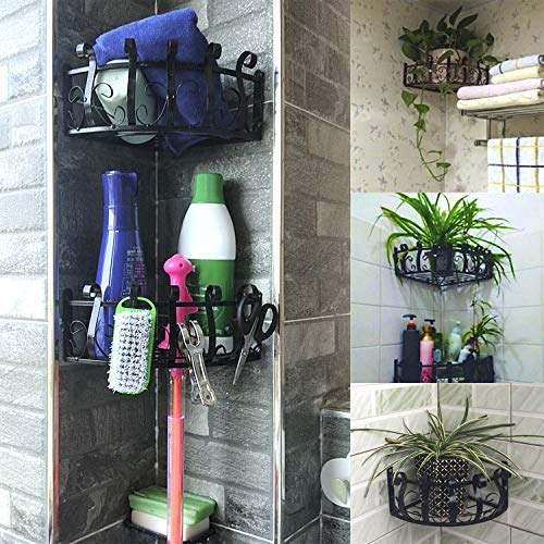 FOYO Floating Corner Shelves for Flower Plants, Metal Kitchen Corner Shelf Stand Pack of 2 (Middle Size-9'')