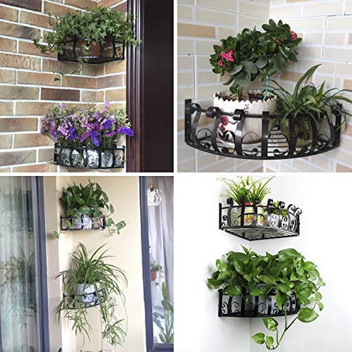 FOYO Floating Corner Shelves for Flower Plants, Metal Kitchen Corner Shelf Stand Pack of 2 (Middle Size-9'')