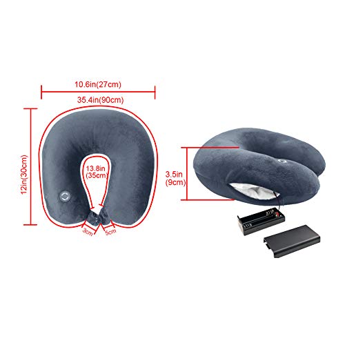 Hooshing Vibrating Neck Pillow Massage Therapy for Traveling Home Rest Portable Neck Pillows for Pain Relief Best Gift for Parents, Deep Blue