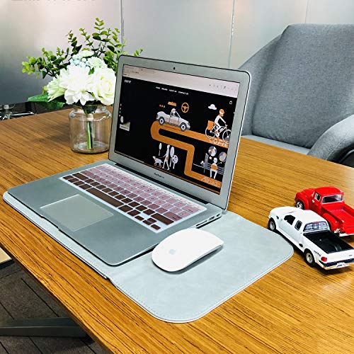 Allinside 13" Laptop Sleeve Compatible with MacBook Air 13 2018-2022 (M2 A2681 M1 A2337)/ MacBook Pro 13 2016-2022 (M2 A2686 M1 A2338 A2251 A2289 A2159), PU Leather Laptop Case, Gray