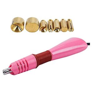hotfix applicator,diy hot fix rhinestone setter applicator wand tool kit set with 7 different sizes tips,support stand (pink)