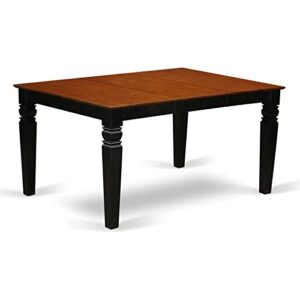 east west furniture wet-bch-tl wooden kitchen table with cherry rectangular tabletop and 60 x 42 x 30-black finish