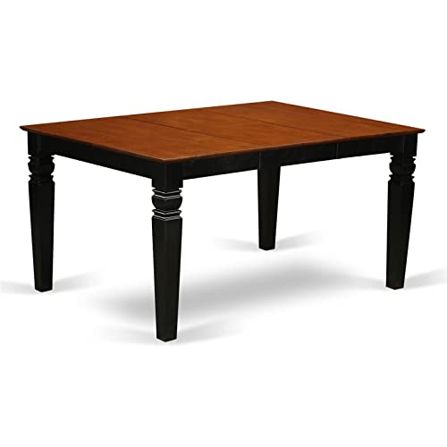 East West Furniture Wet-BCH-TL Wooden Kitchen Table with Cherry Rectangular Tabletop and 60 x 42 x 30-Black Finish