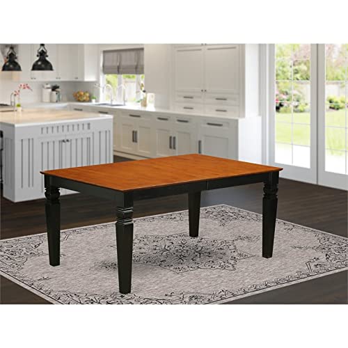 East West Furniture Wet-BCH-TL Wooden Kitchen Table with Cherry Rectangular Tabletop and 60 x 42 x 30-Black Finish