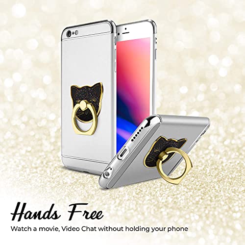 Cellphone Ring Holder Finger Kickstand (2 Pack) - ifab 360° Rotation/Sturdy/Reusable/Grip/Stand/ Universal - Compatible with All Smartphones - Cat Black