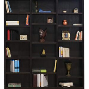 Traditional 84" Tall 18-Shelf Triple Wide Wood Bookcase in Chocolate Espresso