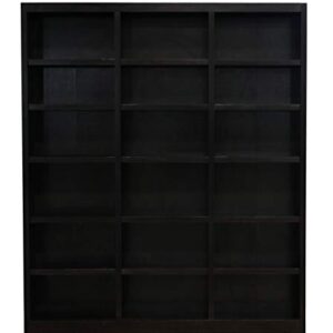 Traditional 84" Tall 18-Shelf Triple Wide Wood Bookcase in Chocolate Espresso