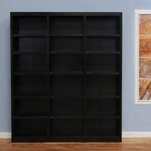 Traditional 84" Tall 18-Shelf Triple Wide Wood Bookcase in Chocolate Espresso