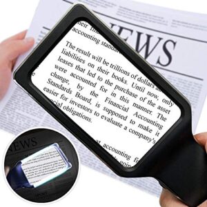 [Rechargeable] 4X Magnifying Glass with [Anti-Glare & Fully Dimmable LEDs]-Evenly Lit Viewing Area-The Brightest & Best Reading Magnifier for Small Prints, Low Vision Seniors, Macular Degeneration