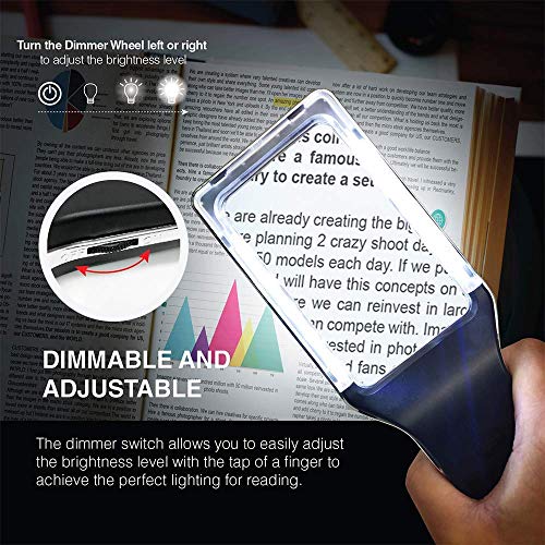 [Rechargeable] 4X Magnifying Glass with [Anti-Glare & Fully Dimmable LEDs]-Evenly Lit Viewing Area-The Brightest & Best Reading Magnifier for Small Prints, Low Vision Seniors, Macular Degeneration