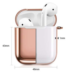 Aiiko AirPods Case Cover, Upgrade Soft TPU Plated Case with Keychain Shockproof Case Cover Compatible with Apple AirPods 2nd &1st Charging Case [Front LED Visible]