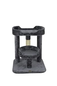 go pet club 23" cat tree scratcher kitty condo kitten furniture with two elevated perch beds and large base for indoor cats, gray