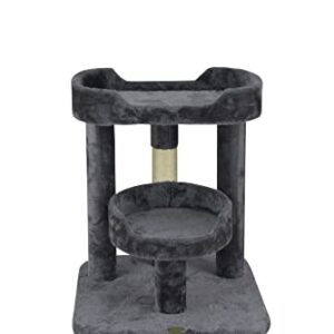 Go Pet Club 23" Cat Tree Scratcher Kitty Condo Kitten Furniture with Two Elevated Perch Beds and Large Base for Indoor Cats, Gray