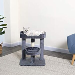 Go Pet Club 23" Cat Tree Scratcher Kitty Condo Kitten Furniture with Two Elevated Perch Beds and Large Base for Indoor Cats, Gray