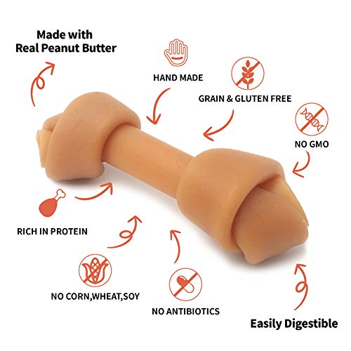 LuvChew Premium Peanut Butter Dog Chew Bones, Rawhide Free, Gluten Free, Made with Limited Ingredients, Delicious, Healthy, Highly Digestible (Mini 18pcs/Pack)