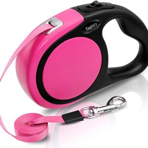 Taglory Retractable Dog Leash, 16ft No Tangle Dog Leash Retractable for Puppy Small Medium Dogs Up to 45 lbs, One-Handed Brake, Pause, Lock, Pink
