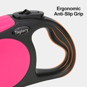 Taglory Retractable Dog Leash, 16ft No Tangle Dog Leash Retractable for Puppy Small Medium Dogs Up to 45 lbs, One-Handed Brake, Pause, Lock, Pink