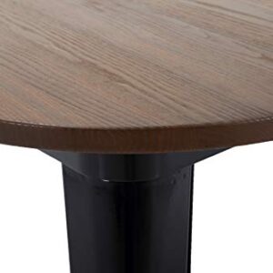 Brage Living 42" Round Metal Dining Table with Elm Wood Top