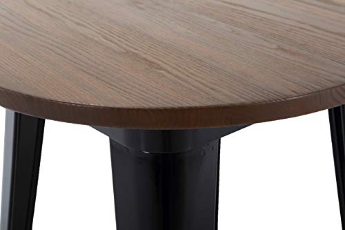 Brage Living 42" Round Metal Dining Table with Elm Wood Top