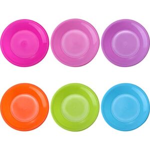 Maitys 12 Pieces Kids Plastic Plates, Colorful Plate Set Plastic Snack Plate Small Dinner Plates, Microwave and Dishwasher Safe, 6 Colors