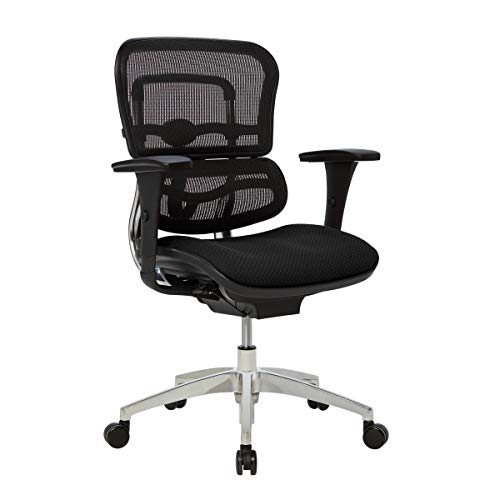 Workpro™ - Chair - 12000 Mesh Mid-Back Chair - Fabric/metal - 23" x 29" x 25.25" - Black