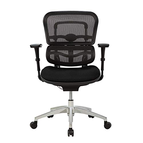 Workpro™ - Chair - 12000 Mesh Mid-Back Chair - Fabric/metal - 23" x 29" x 25.25" - Black