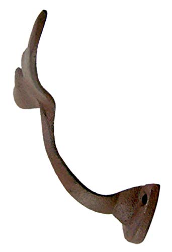 MUDHEN UpperDeck Primitive Whale Tail Cast Iron Wall Hooks, Pack of 4