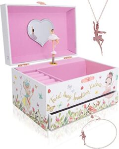 memory building co. ballerina jewelry box set for kids - age 6+ gifts