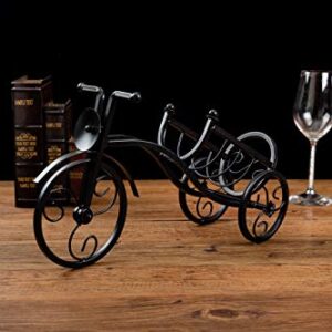 Asian Home Bicycle Wine Bottle Holder Desktop Bike Wine Rack Freestanding Countertop Bottle Holder for Wine Storage, Metal, Black Colored