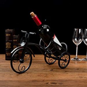 Asian Home Bicycle Wine Bottle Holder Desktop Bike Wine Rack Freestanding Countertop Bottle Holder for Wine Storage, Metal, Black Colored