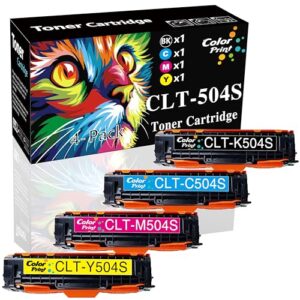 Color Print Compatible CLT504S Toner Cartridge Replacement for Samsung CLT-504S Black 504S for Xpress SL-C1810W SL-C1860FW CLP-415N CLP-415NW CLX 4195N 4195FN 4195FW C1810W Printer (BK,C,M,Y, 4-Pack)